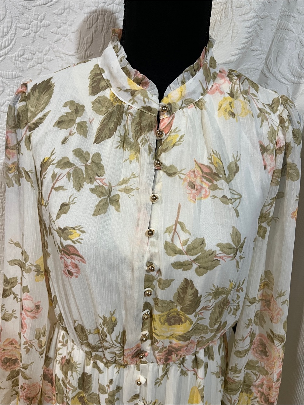 1. State Floral Tiered Long-Sleeve Maxi Dress, size small, new with tags - Picture 3 of 14